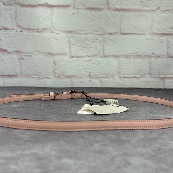 Gucci Slim Patent Powder Pink Leather Marmont Double G Belt 707327 105/42 - Picture 5 of 11